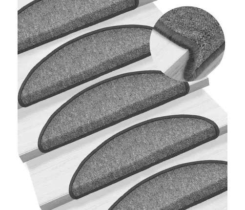Kāpņu Paklājiņi, 30 Gab., 56X17X3 Cm, Tumši Pelēki, Pusapaļi Vidaxl