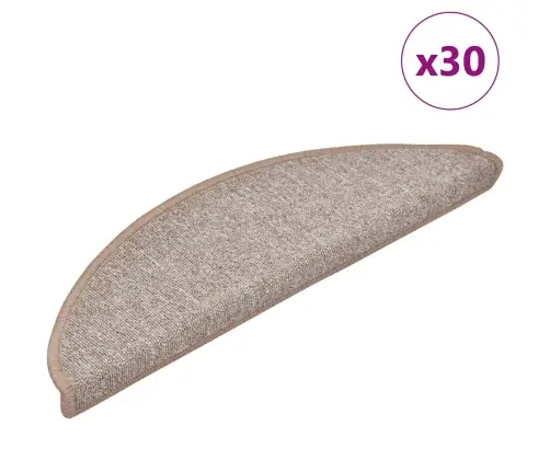 Kāpņu Paklājiņi, 30 Gab., 56X17X3 Cm, Gaiši Brūni, Pusapaļi Vidaxl