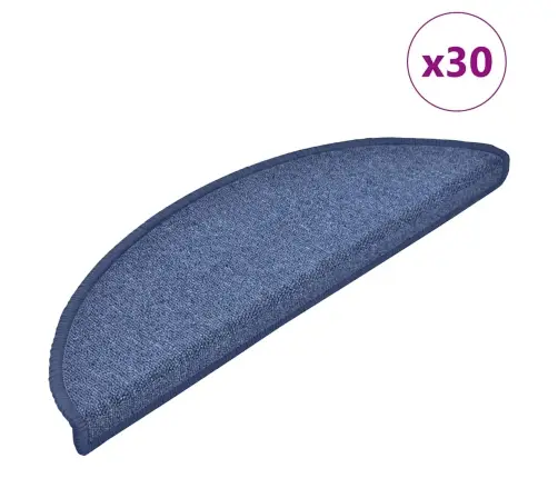 Kāpņu Paklājiņi, 30 Gab., 56X17X3 Cm, Zili, Pusapaļi Vidaxl