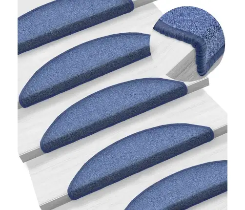 Kāpņu Paklājiņi, 30 Gab., 56X17X3 Cm, Zili, Pusapaļi Vidaxl