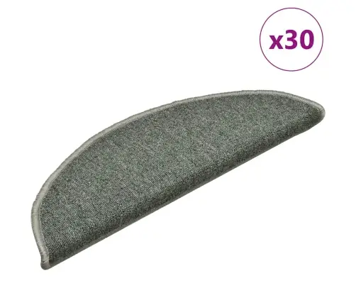 Kāpņu Paklājiņi, 30 Gab., 56X17X3 Cm, Tumši Zaļi, Pusapaļi Vidaxl