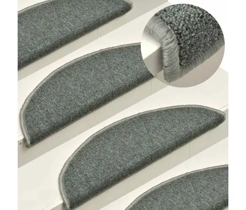 Kāpņu Paklājiņi, 30 Gab., 56X17X3 Cm, Tumši Zaļi, Pusapaļi Vidaxl