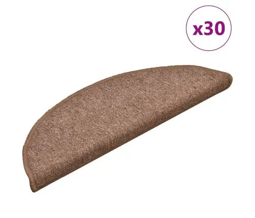 Kāpņu Paklājiņi, 30 Gab., 56X17X3 Cm, Brūni, Pusapaļi Vidaxl