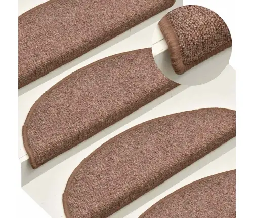 Kāpņu Paklājiņi, 30 Gab., 56X17X3 Cm, Brūni, Pusapaļi Vidaxl