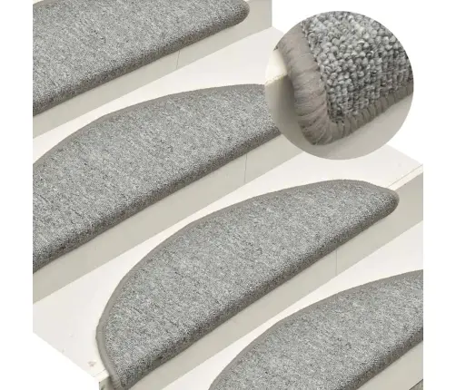 Kāpņu Paklājiņi, 30 Gab., 56X17X3 Cm, Gaiši Pelēki, Pusapaļi Vidaxl