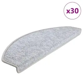 Laiptų Kilimėliai, 30 Vnt., 65X24X4 cm Šviesiai Pilki, Pusapvaliai, Dideli Laiptų Kilimėliai, 30 Vnt., 65X24X4 cm Šviesiai Pilki, Pusapvaliai, Dideli