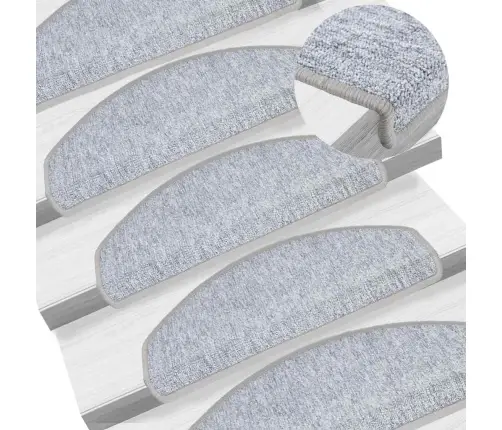 Kāpņu Paklājiņi, 30 Gab., 65X24X4 Cm, Gaiši Pelēki, Pusapaļi, Lieli Vidaxl