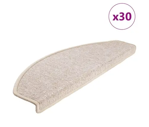 Kāpņu Paklājiņi, 30 Gab., 65X24X4 Cm, Pelēkbrūni, Pusapaļi, Lieli Vidaxl