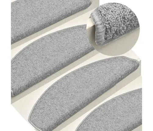 Kāpņu Paklājiņi, 30 Gab., 65X24X4 Cm, Gaiši Pelēki, Pusapaļi, Lieli Vidaxl