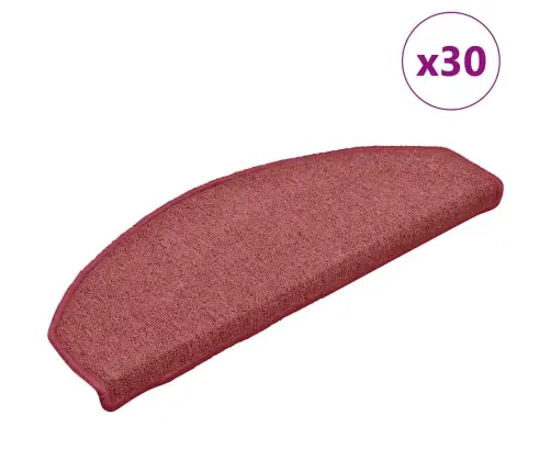 Kāpņu Paklājiņi, 30 Gab., 65X24X4 Cm, Bordo Krāsas, Pusapaļi, Lieli Vidaxl