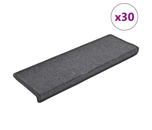 Kāpņu Paklājiņi, 30 Gab., 65X21X4 Cm, Tumši Pelēki, Taisnstūrveida Mala Vidaxl