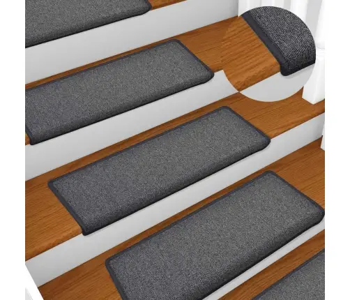 Kāpņu Paklājiņi, 30 Gab., 65X21X4 Cm, Tumši Pelēki, Taisnstūrveida Mala Vidaxl