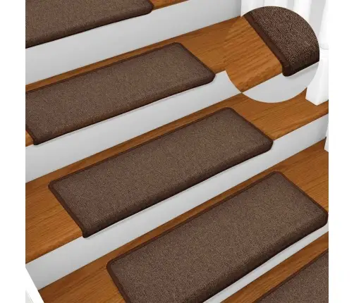 Kāpņu Paklājiņi, 30 Gab., 65X21X4 Cm, Kafijas Brūni, Taisnstūrveida Malas Vidaxl