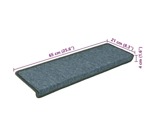 Kāpņu Paklājiņi, 30 Gab., 65X21X4 Cm, Tumši Zaļi, Taisnstūrveida Mala Vidaxl