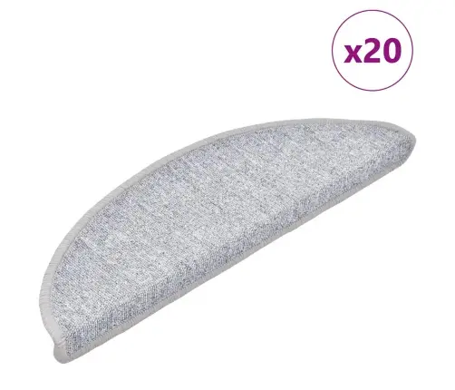 Laiptų Kilimėliai, 20 Vnt., 56X17X3 cm Šviesiai Pilki, Pusapvaliai