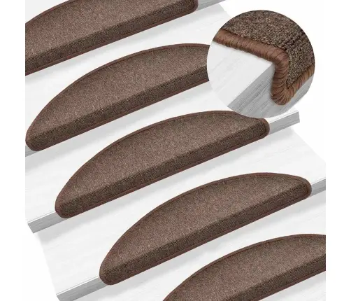Kāpņu Paklājiņi, 20 Gab., 56X17X3 Cm, Kafijas Brūni, Pusapaļi Vidaxl