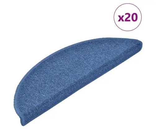 Kāpņu Paklājiņi, 20 Gab., 56X17X3 Cm, Zili, Pusapaļi Vidaxl