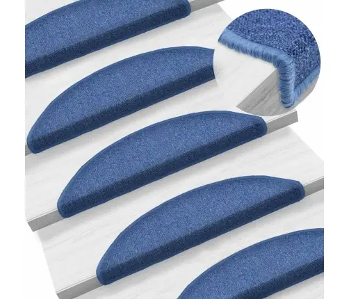 Kāpņu Paklājiņi, 20 Gab., 56X17X3 Cm, Zili, Pusapaļi Vidaxl