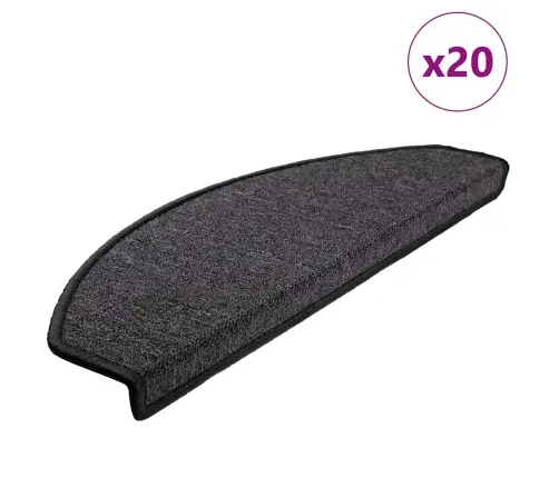 Kāpņu Paklājiņi, 20 Gab., 65X24X4 Cm, Antracīta Krāsas, Pusapaļi, Lieli Vidaxl