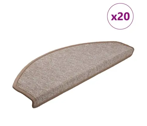 Kāpņu Paklājiņi, 20 Gab., Gaiši Brūni, 65X24X4 Cm Vidaxl