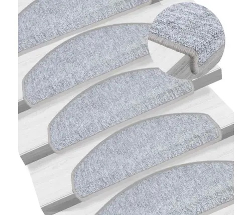 Kāpņu Paklājiņi, 20 Gab., 65X24X4 Cm, Gaiši Pelēki, Pusapaļi, Lieli Vidaxl
