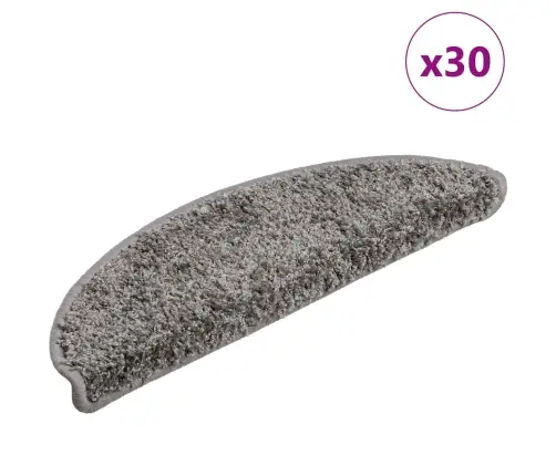 Kāpņu Paklājiņi, 30 Gab., 56X17X3 Cm, Pelēki, Pusapaļi Vidaxl
