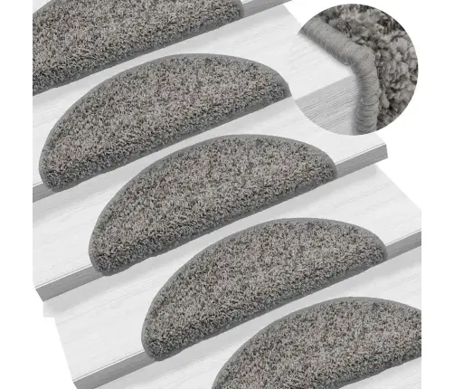Kāpņu Paklājiņi, 30 Gab., 56X17X3 Cm, Pelēki, Pusapaļi Vidaxl