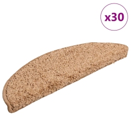 Laiptų Kilimėliai, 30 Vnt., 56X17X3 cm Smėlio Spalvos, Pusapvaliai