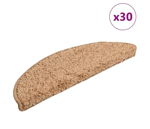 Laiptų Kilimėliai, 30 Vnt., 56X17X3 cm Smėlio Spalvos, Pusapvaliai Laiptų Kilimėliai, 30 Vnt., 56X17X3 cm Smėlio Spalvos, Pusapvaliai