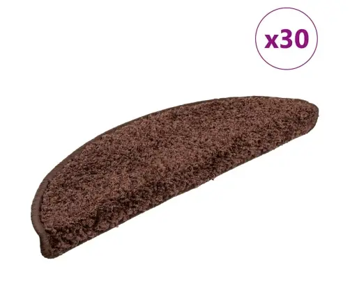 Kāpņu Paklājiņi, 30 Gab., 56X17X3 Cm, Brūni, Pusapaļi Vidaxl