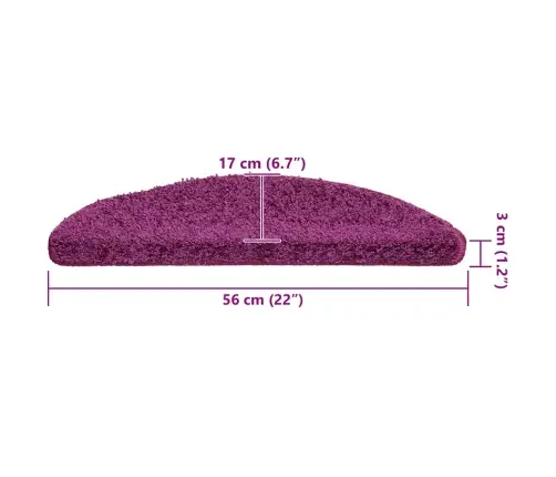 Laiptų Kilimėliai, 30 Vnt., 56X17X3 cm Violetiniai, Pusapvaliai