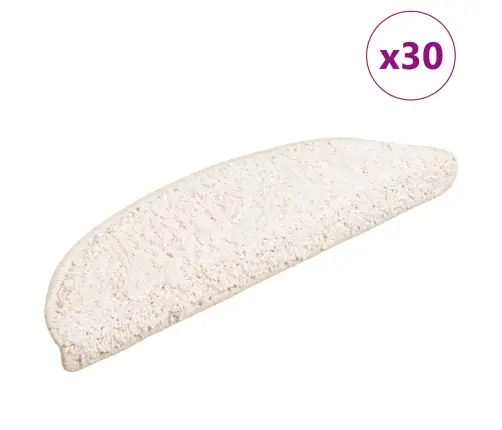 Laiptų Kilimėliai, 30 Vnt., 56X17X3 cm Balti, Pusapvaliai