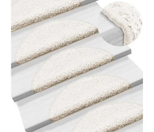 Laiptų Kilimėliai, 30 Vnt., 56X17X3 cm Balti, Pusapvaliai