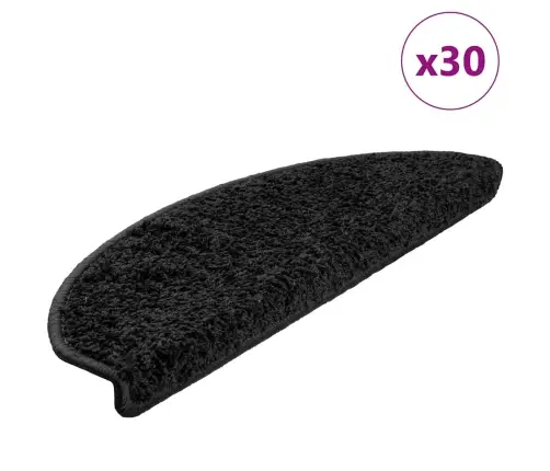 Kāpņu Paklājiņi, 30 Gab., 65X21X4 Cm, Melni, Pusapaļi, Lieli Vidaxl