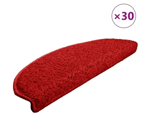 Kāpņu Paklājiņi, 30 Gab., 65X21X4 Cm, Sarkani, Pusapaļi, Lieli Vidaxl