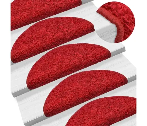 Kāpņu Paklājiņi, 30 Gab., 65X21X4 Cm, Sarkani, Pusapaļi, Lieli Vidaxl