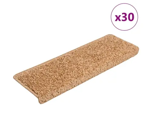 Kāpņu Paklājiņi, 30 Gab., 65X21X4 Cm, Bēši, Taisnstūrveida Mala Vidaxl