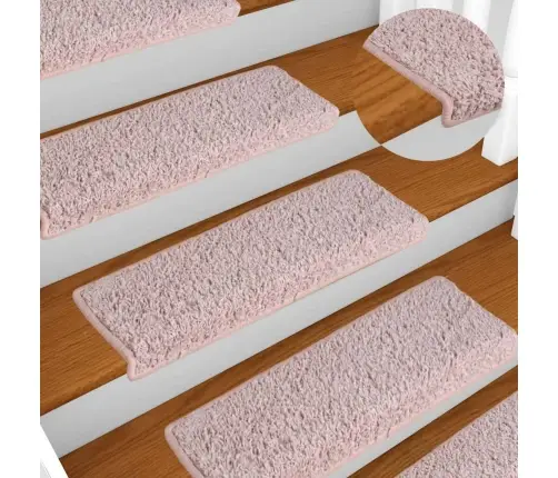 Laiptų Kilimėliai, 30 Vnt., 65X21X4 cm Balti Ir Rožiniai, Stačiakampiai Kraštai Laiptų Kilimėliai, 30 Vnt., 65X21X4 cm Balti Ir Rožiniai, Stačiakampiai Kraštai