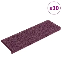 Kāpņu Paklājiņi, 30 Gab., 65X21X4 Cm, Tumši Violeti, Taisnstūrveida Mala Vidaxl