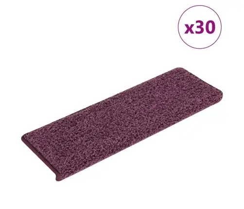 Kāpņu Paklājiņi, 30 Gab., 65X21X4 Cm, Tumši Violeti, Taisnstūrveida Mala Vidaxl