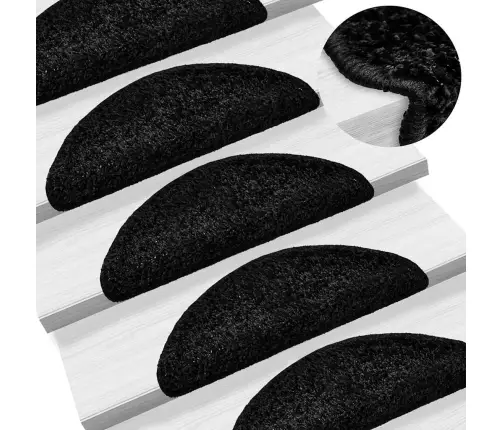 Kāpņu Paklājiņi, 20 Gab., 56X17X3 Cm, Melni, Pusapaļi Vidaxl