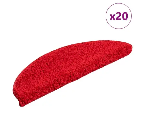 Kāpņu Paklājiņi, 20 Gab., 56X17X3 Cm, Sarkani, Pusapaļi Vidaxl