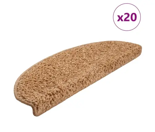 Kāpņu Paklājiņi, 20 Gab., 65X21X4 Cm, Bēši, Pusapaļi, Lieli Vidaxl