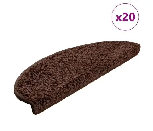 Laiptų Kilimėliai, 20 Vnt., 65X21X4 cm Rudi, Pusapvaliai, Dideli
