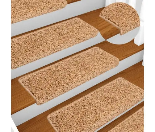 Laiptų Kilimėliai, 20 Vnt., 65X21X4 cm Smėlio Spalvos, Stačiakampiai Kraštai