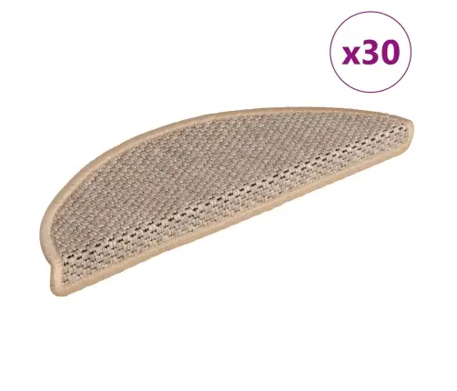 Kāpņu Paklāji, 30 Gab., Pašlīmējoši, 56X17X3 Cm, Gaiši Bēši Vidaxl