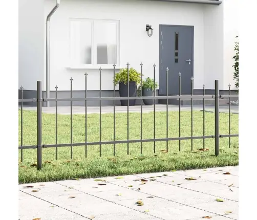 Dārza Žogs Ar Galu, Pelēks, 5,1 X 0,75 M, Tērauds Vidaxl Dārza Žogs Ar Galu, Pelēks, 5,1 X 0,75 M, Tērauds Vidaxl