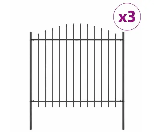 Pelēks Dārza Žogs Ar Pāļa Augšpusi - 5.1 X 1.5 M Tērauds Vidaxl