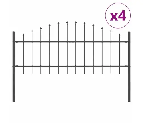 Dārza Žogs Ar Lokveida Augšdaļu, Pelēks, 6.8X0.75 M, Tērauds Vidaxl