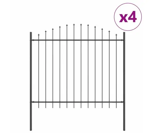 Dārza Žogs Ar Loka Augšpusi, Pelēks, 6,8 X 1,25 M, Tērauds. Vidaxl